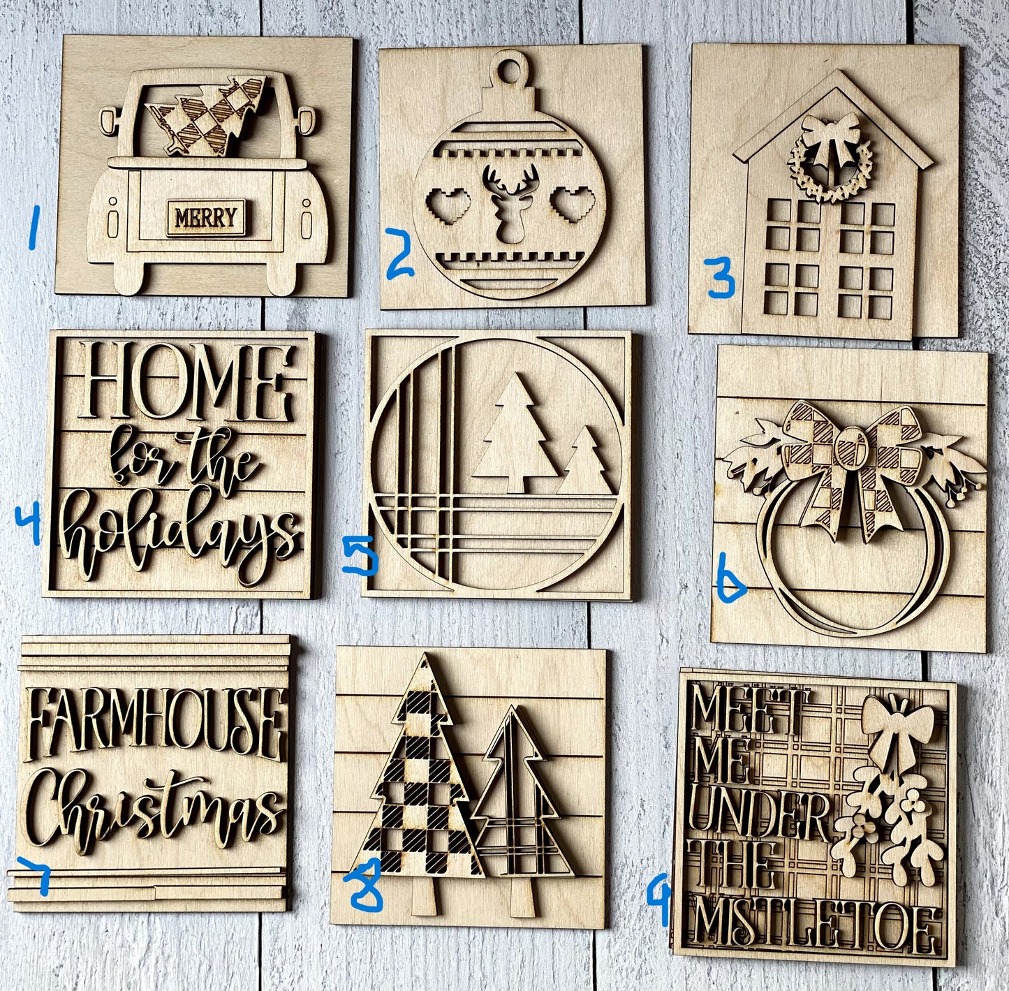 Wood Blanks Farmhouse Christmas  Interchangeable Squares