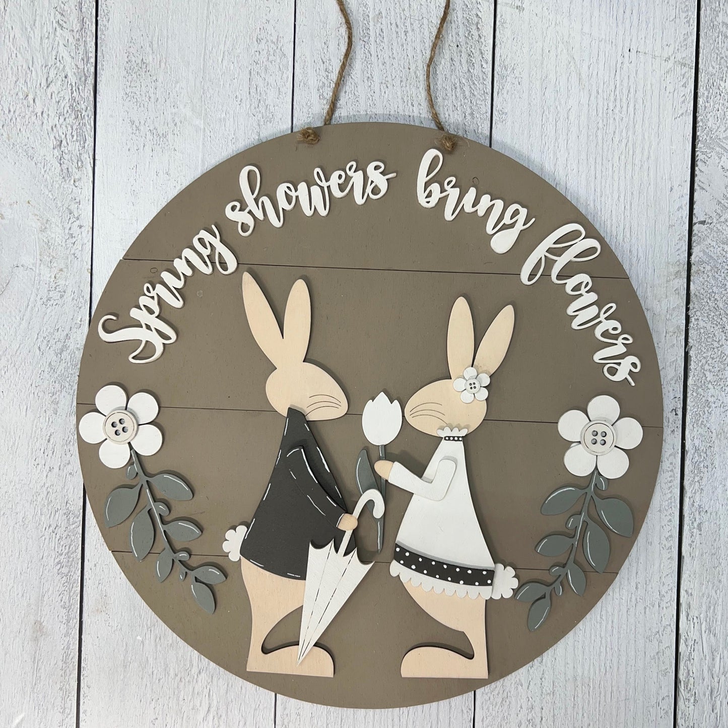 Wood Blanks Bunny Spring Brings Flowers Sign