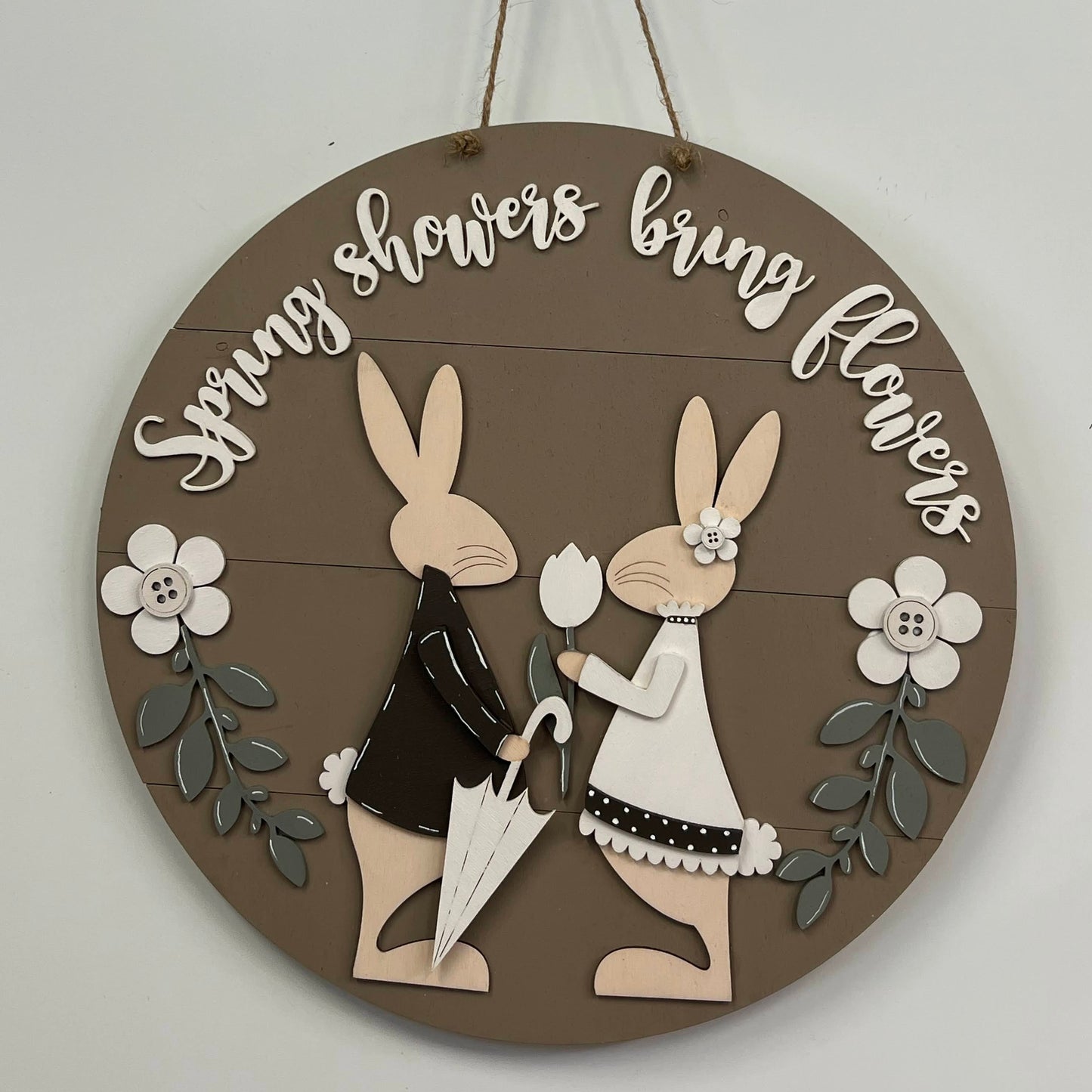 Wood Blanks Bunny Spring Brings Flowers Sign