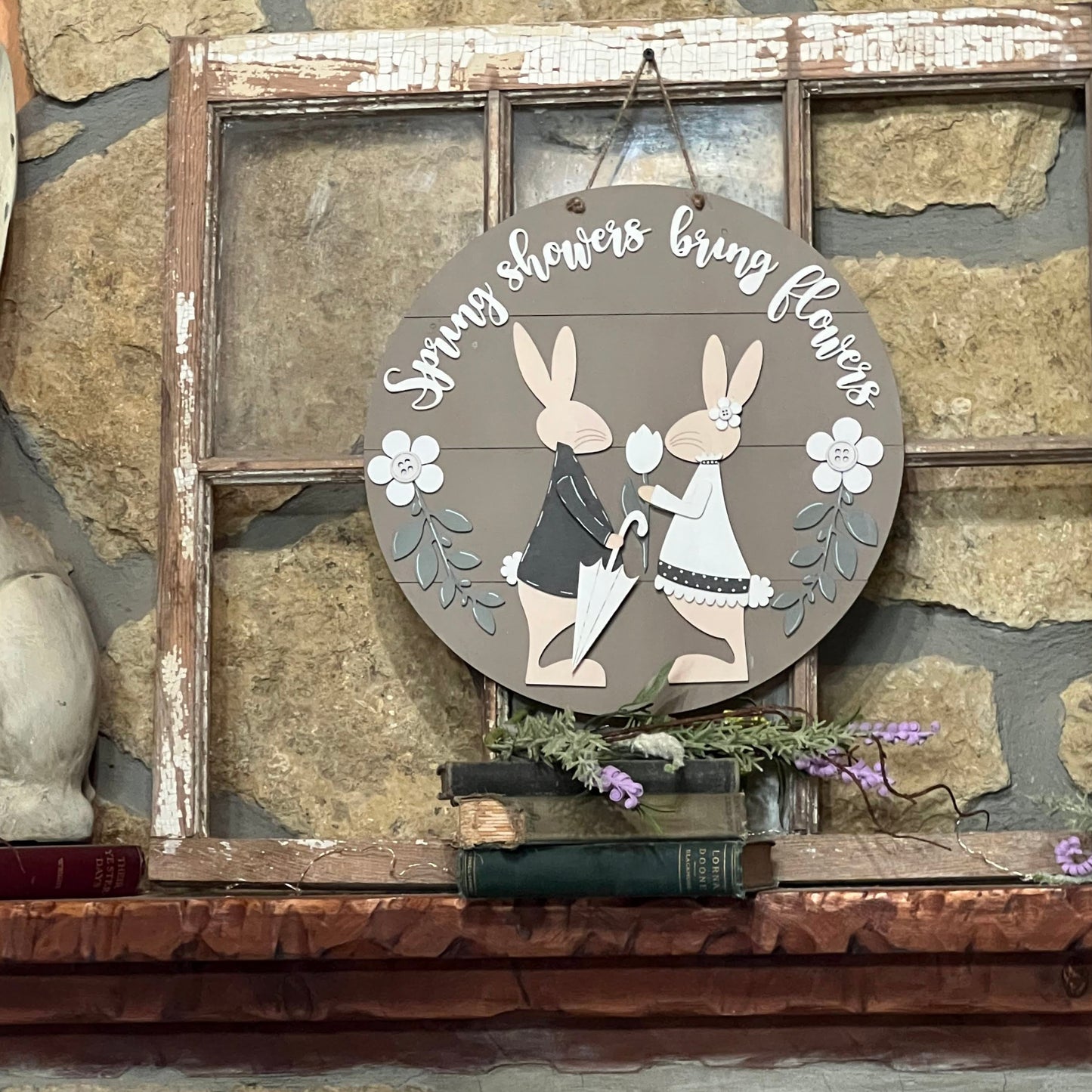 Wood Blanks Bunny Spring Brings Flowers Sign