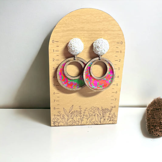 Wood And Floral Earrings (Copy)