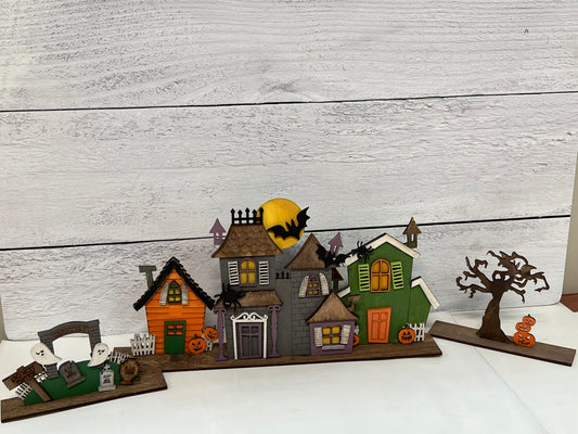 Wood Blank Halloween Houses and Finished Pieces