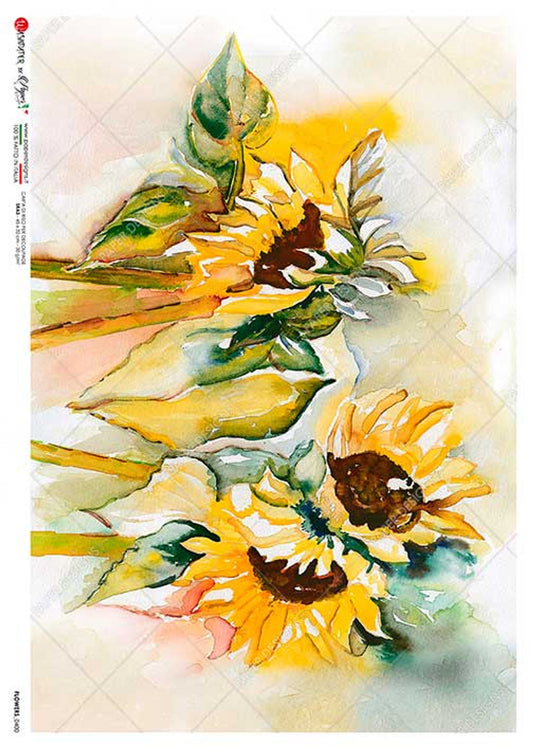 Paper Designs Rice Paper Watercolor Sunflowers Flower 0400