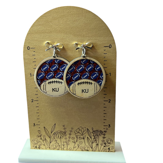 KU Wood And Acrylic Earrings #2