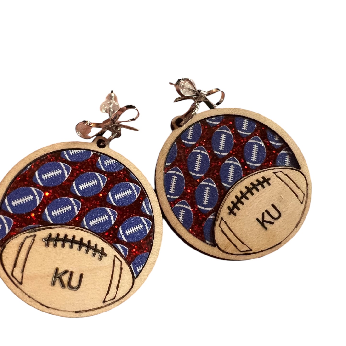 KU Wood And Acrylic Earrings #2