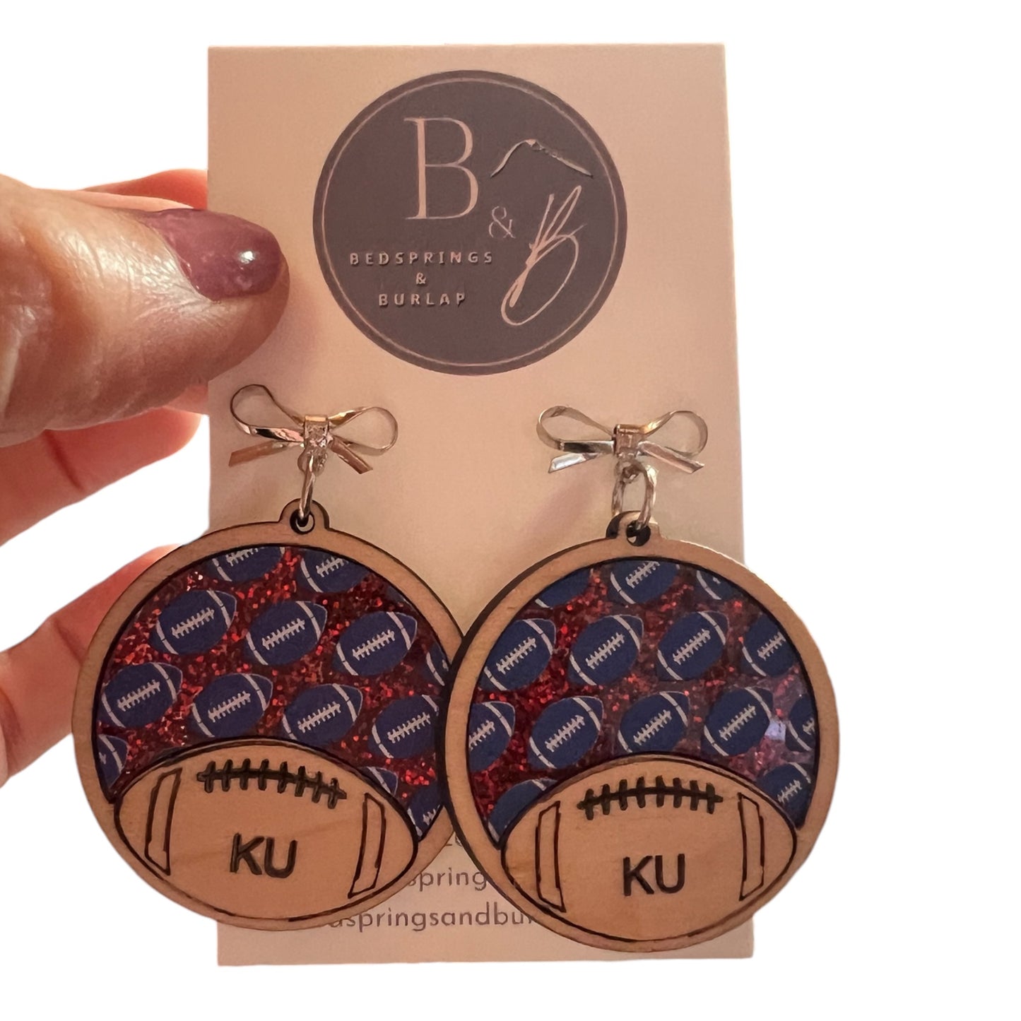 KU Wood And Acrylic Earrings #2