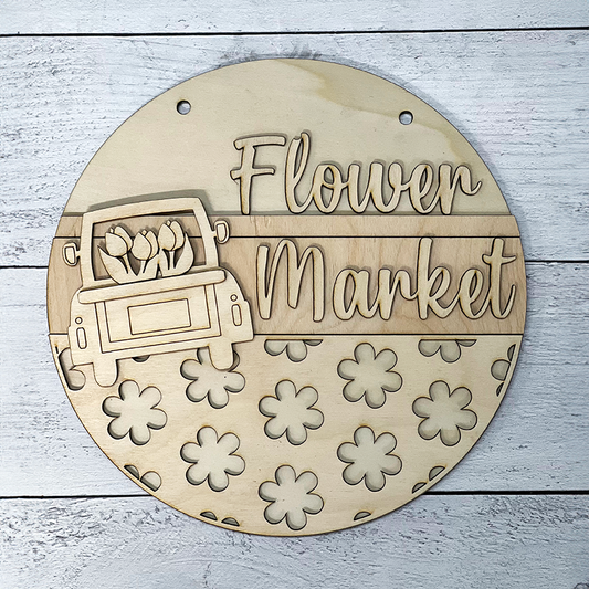 Wood Blank Flower Market Spring Sign