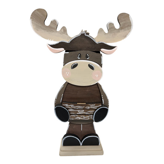 Standing Moose With Interchangeable Hat And Basket Insert